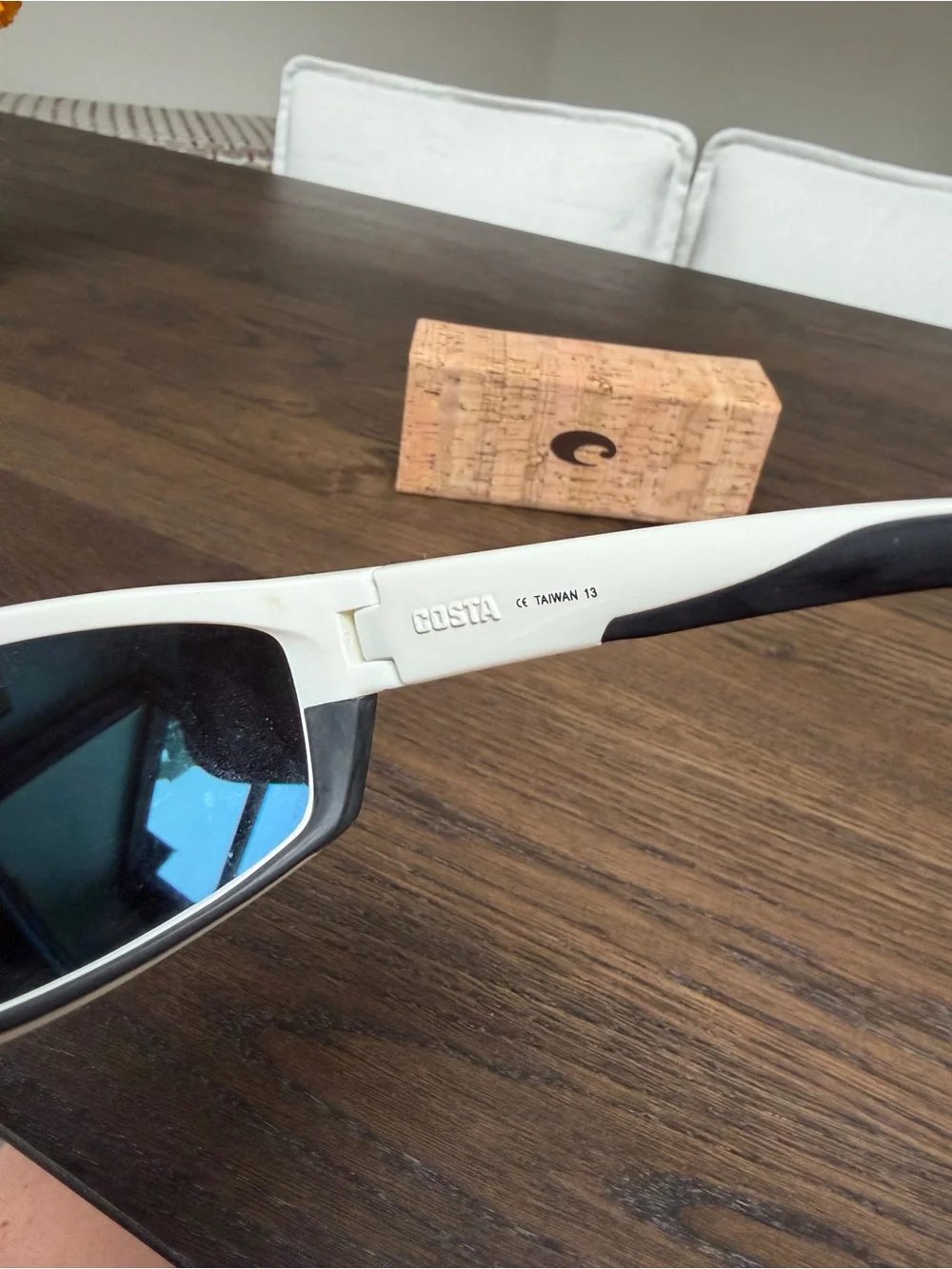 Costa Saltbreak glasses in white, blue lenses